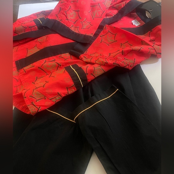Pleetway Vintage Bold Red & Black Asian Designed (Size 13/14) Kimono Pajama Set - Picture 7 of 14